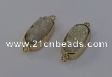 NGC5559 10*22mm - 12*25mm freeform plated druzy quartz connectors