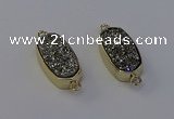 NGC5560 10*22mm - 12*25mm freeform plated druzy quartz connectors