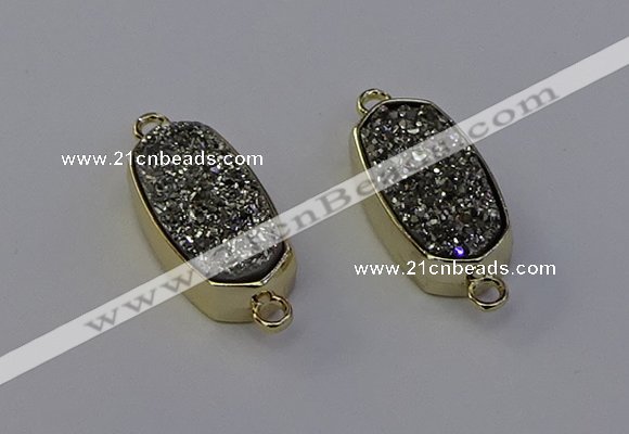 NGC5560 10*22mm - 12*25mm freeform plated druzy quartz connectors