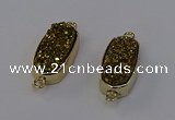 NGC5561 10*22mm - 12*25mm freeform plated druzy quartz connectors