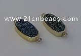 NGC5562 10*22mm - 12*25mm freeform plated druzy quartz connectors