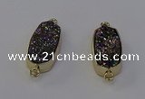 NGC5563 10*22mm - 12*25mm freeform plated druzy quartz connectors