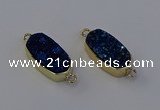 NGC5564 10*22mm - 12*25mm freeform plated druzy quartz connectors