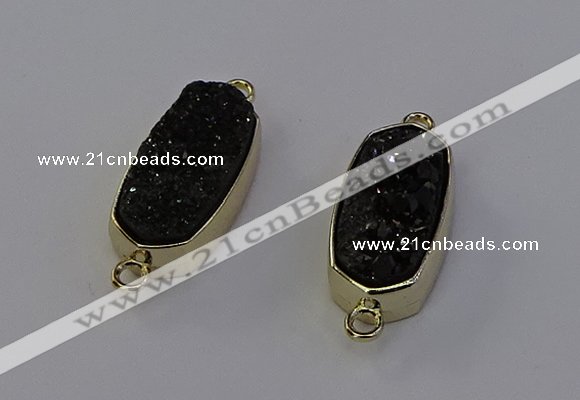 NGC5566 10*22mm - 12*25mm freeform plated druzy quartz connectors