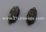 NGC5571 10*22mm - 12*25mm freeform plated druzy quartz connectors