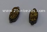 NGC5572 10*22mm - 12*25mm freeform plated druzy quartz connectors