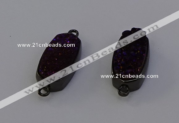 NGC5576 10*22mm - 12*25mm freeform plated druzy quartz connectors