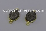 NGC5582 12*16mm oval plated druzy agate connectors wholesale