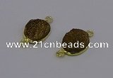 NGC5583 12*16mm oval plated druzy agate connectors wholesale