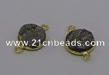 NGC5594 15mm - 16mm coin plated druzy agate connectors wholesale