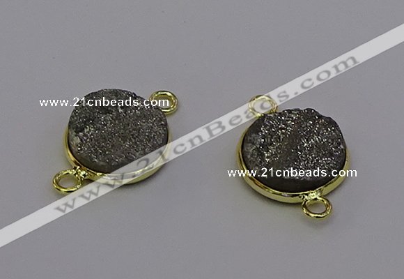 NGC5594 15mm - 16mm coin plated druzy agate connectors wholesale