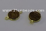 NGC5595 15mm - 16mm coin plated druzy agate connectors wholesale