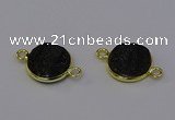 NGC5601 15mm - 16mm coin plated druzy agate connectors wholesale