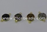 NGC5602 15mm - 16mm coin plated druzy agate connectors wholesale