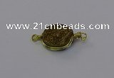 NGC5606 15mm - 16mm coin plated druzy quartz connectors wholesale