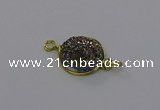 NGC5608 15mm - 16mm coin plated druzy quartz connectors wholesale