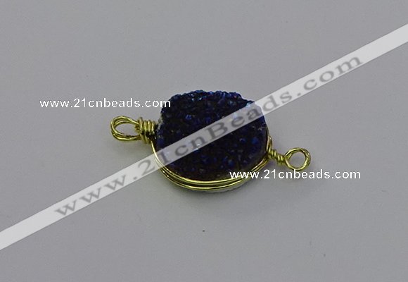 NGC5609 15mm - 16mm coin plated druzy quartz connectors wholesale