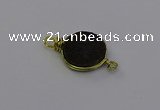 NGC5611 15mm - 16mm coin plated druzy quartz connectors wholesale