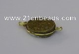 NGC5617 15*20mm oval plated druzy quartz connectors wholesale