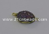 NGC5619 15*20mm oval plated druzy quartz connectors wholesale