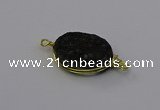 NGC5622 15*20mm oval plated druzy quartz connectors wholesale