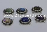 NGC5661 18*25mm faceted oval mixed gemstone connectors