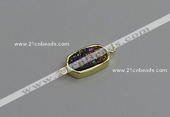 NGC5711 10*16mm freeform plated druzy quartz connectors