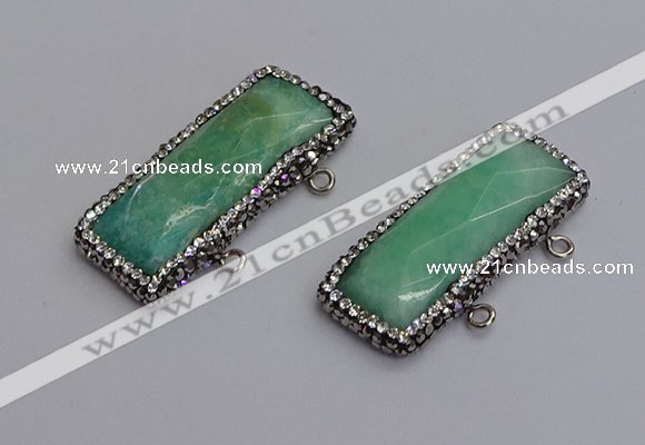 NGC5745 15*40mm rectangle amazonite gemstone connectors