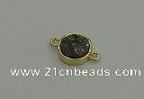 NGC5778 12mm coin plated druzy agate connectors wholesale