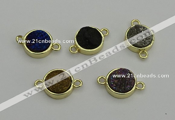 NGC5786 12mm coin plated druzy agate connectors wholesale