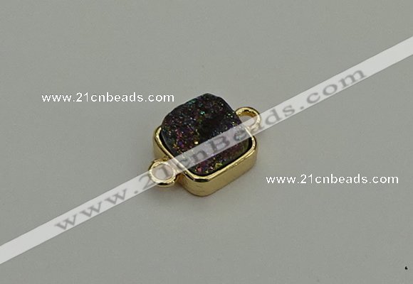 NGC5792 10*10mm square plated druzy agate connectors wholesale