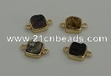 NGC5796 10*10mm square plated druzy agate connectors wholesale