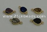 NGC5806 10*14mm flat teardrop plated druzy agate connectors