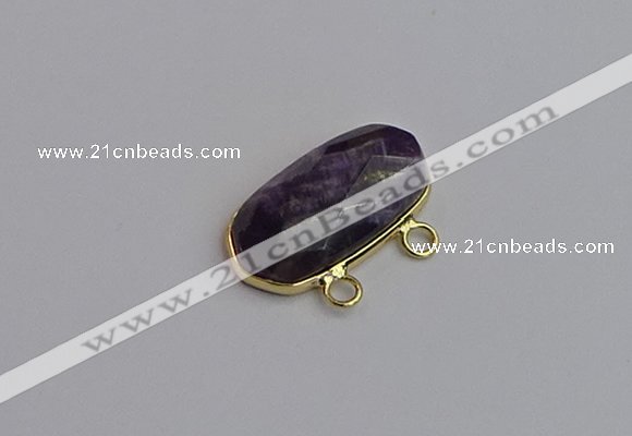 NGC5814 13*25mm faceted oval amethyst connectors wholesale