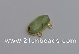 NGC5816 13*25mm faceted oval green rutilated quartz connectors