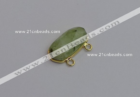 NGC5816 13*25mm faceted oval green rutilated quartz connectors