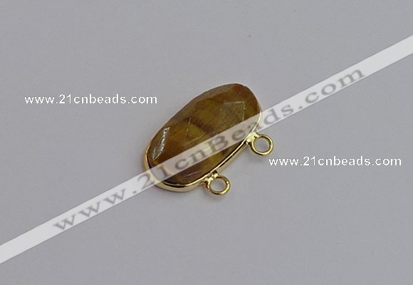 NGC5822 13*25mm faceted oval yellow tiger eye connectors wholesale