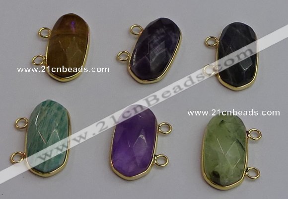 NGC5828 13*25mm faceted oval mixed gemstone connectors wholesale