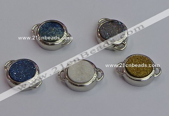 NGC5830 15mm coin plated druzy agate connectors wholesale