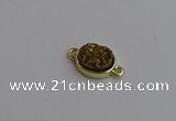 NGC5841 11*13mm oval plated druzy agate connectors wholesale