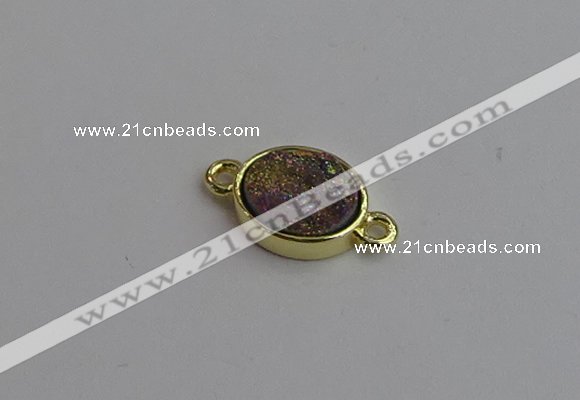 NGC5842 11*13mm oval plated druzy agate connectors wholesale