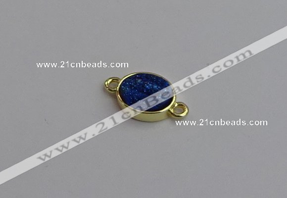 NGC5843 11*13mm oval plated druzy agate connectors wholesale