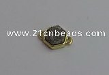 NGC5850 12*12mm hexagon plated druzy agate connectors wholesale