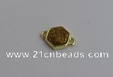 NGC5851 12*12mm hexagon plated druzy agate connectors wholesale