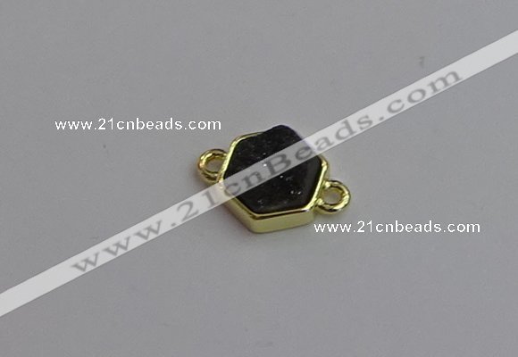 NGC5857 12*12mm hexagon plated druzy agate connectors wholesale