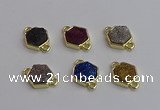 NGC5858 12*12mm hexagon plated druzy agate connectors wholesale