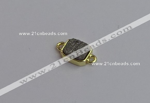 NGC5860 10*12mm rectangle plated druzy agate connectors wholesale