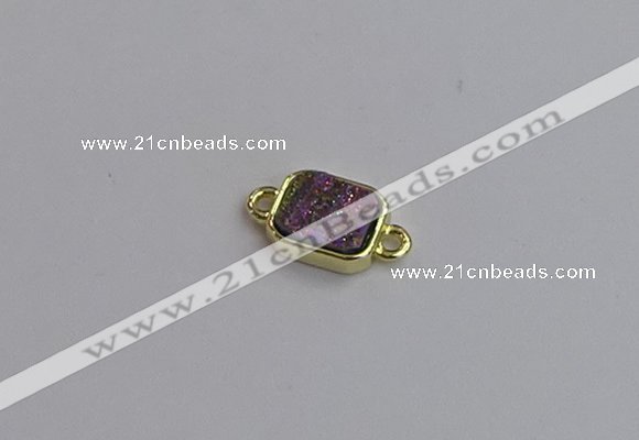 NGC5863 10*12mm rectangle plated druzy agate connectors wholesale