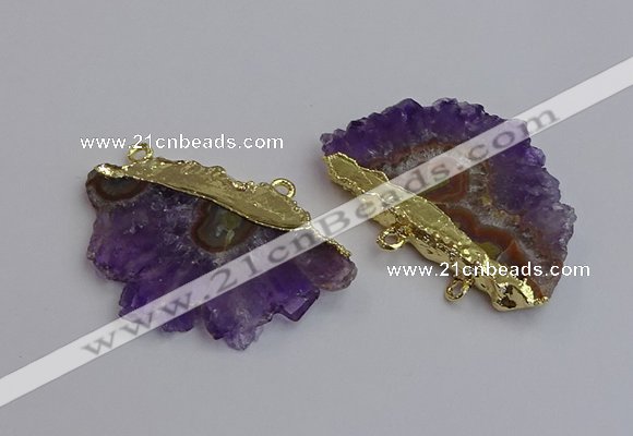 NGC5874 35*55mm - 40*60mm freeform druzy amethyst connectors