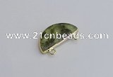 NGC5904 13*26mm moon green qutilated quartz connectors wholesale